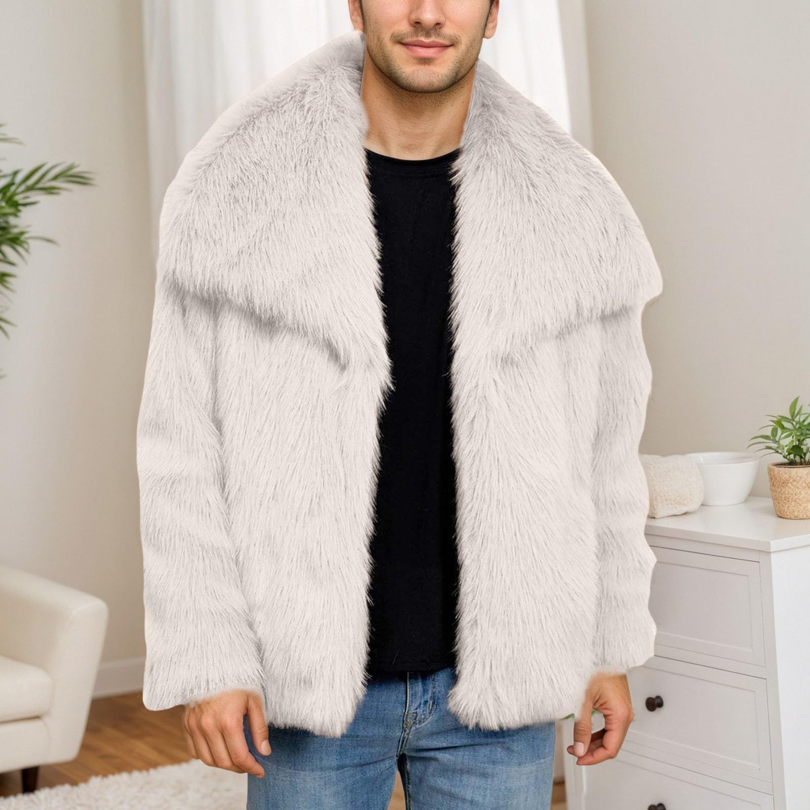 Parka Herren - Wintermantel aus Kunstleder mit Kapuze, warm und weich, Winddicht und wärmeisolierend – ideal für kaltes Wetter.