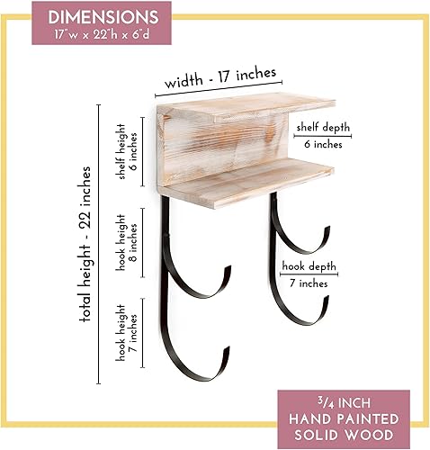 Miniatura 2 de Horizonte Organizador de madera para gimnasio en casa montado en la pared, tapete de yoga y soporte de rodillo de espuma  Elegante estante para