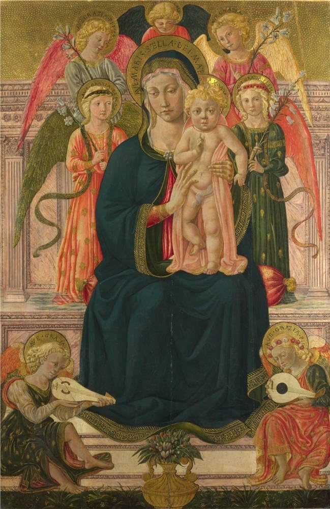 The Polyster Canvas Of Oil Painting 'After Benozzo Gozzoli The Virgin And Child Enthroned With Angels ' ,size: 16 X 25 Inch / 41 X 63 Cm ,this High Definition Art Decorative Canvas Prints Is Fit For Gift For Girl Friend And Boy Friend And Home Gallery Art And Gifts