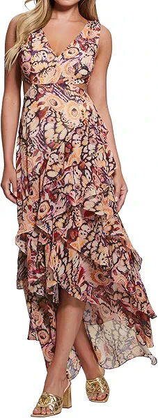 GUESS Women's Leisha Dress, Butterfly Aura Print
