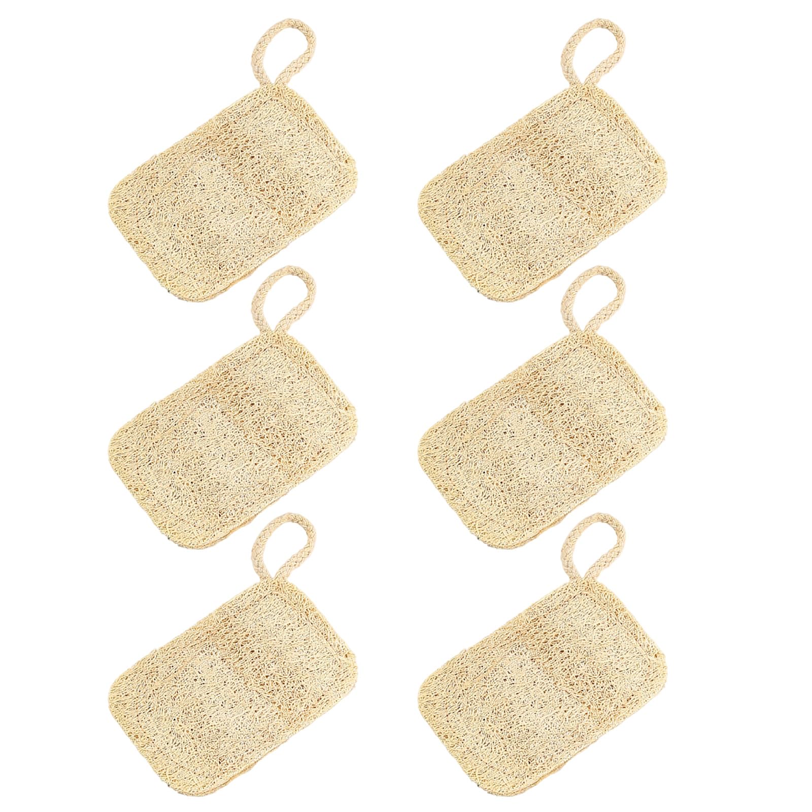 6PCS Natural Loofah Sponge Brush Kitchen Cleaning Scrubber with Ergonomic Handle for Pots Pans Utensils Multipurpose Kitchen Brush
