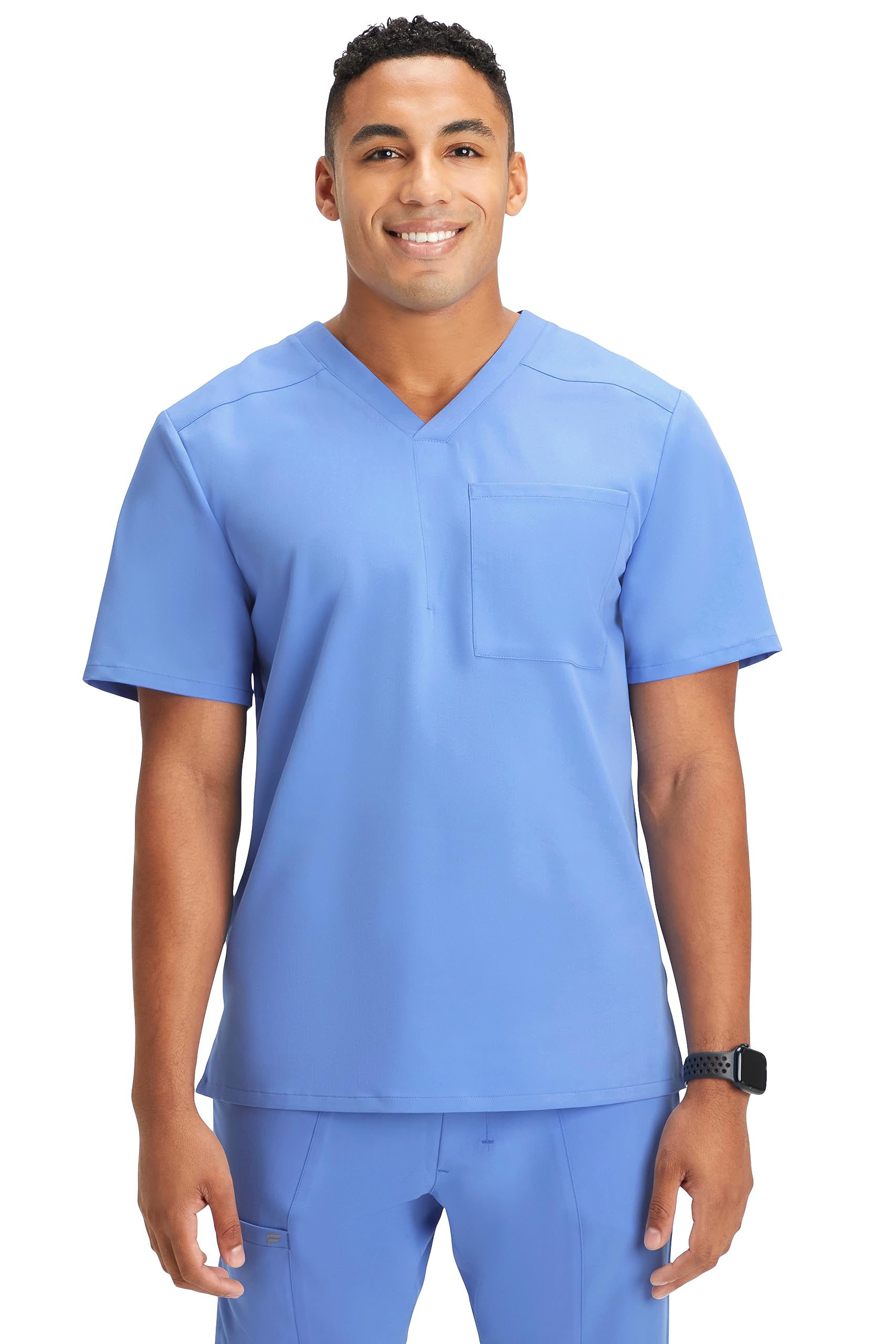 Fabletics Men's Helix 1-Pocket Scrub Top - MotionTech, Wrinkle-Resist, Chest Pocket, Anti-Shrink, Semi-Slim Fit