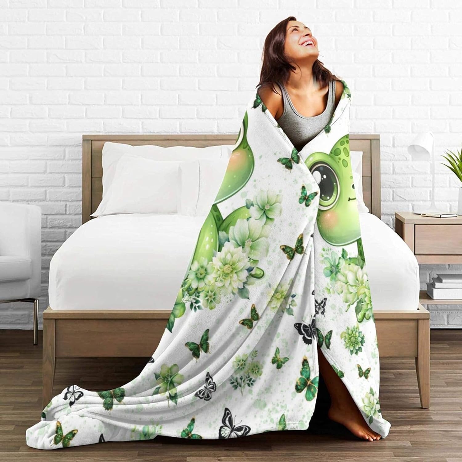 Frog Blanket 40" x 50", Cute Frogs Themed Design Blankets for Kids Girls Boys, Soft Cozy Lightweight Flannel Throw for Lap Chair Sofa - Image 6