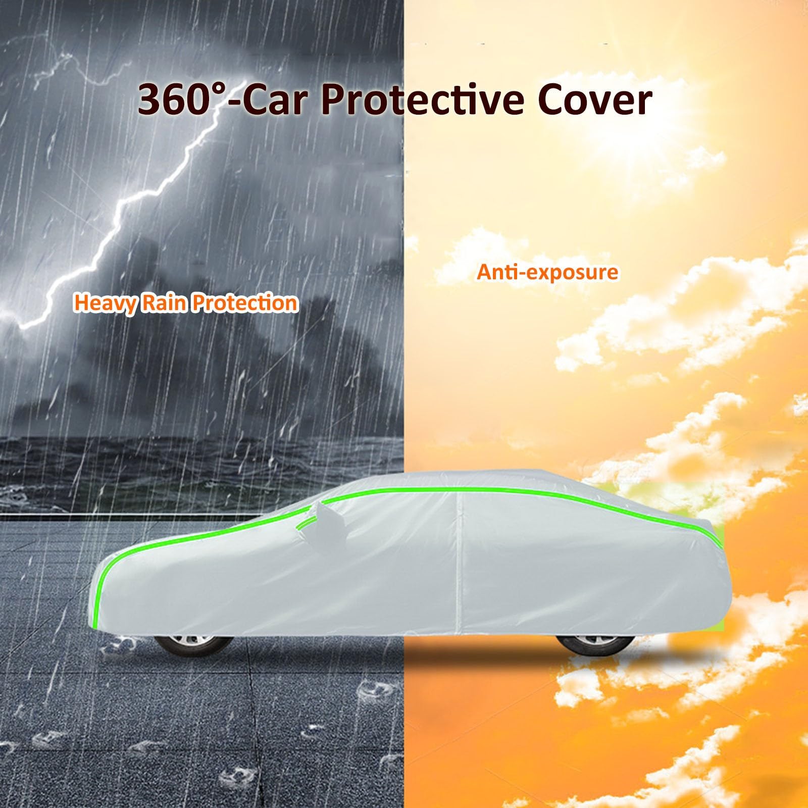 Fundas Coche Exterior Impermeable para Ford Focus Sedan, Funda Protectora para Coche sin Garaje, Alta Elasticidad, Anti-UV Resistente Al Polvo Lluvia Nieve