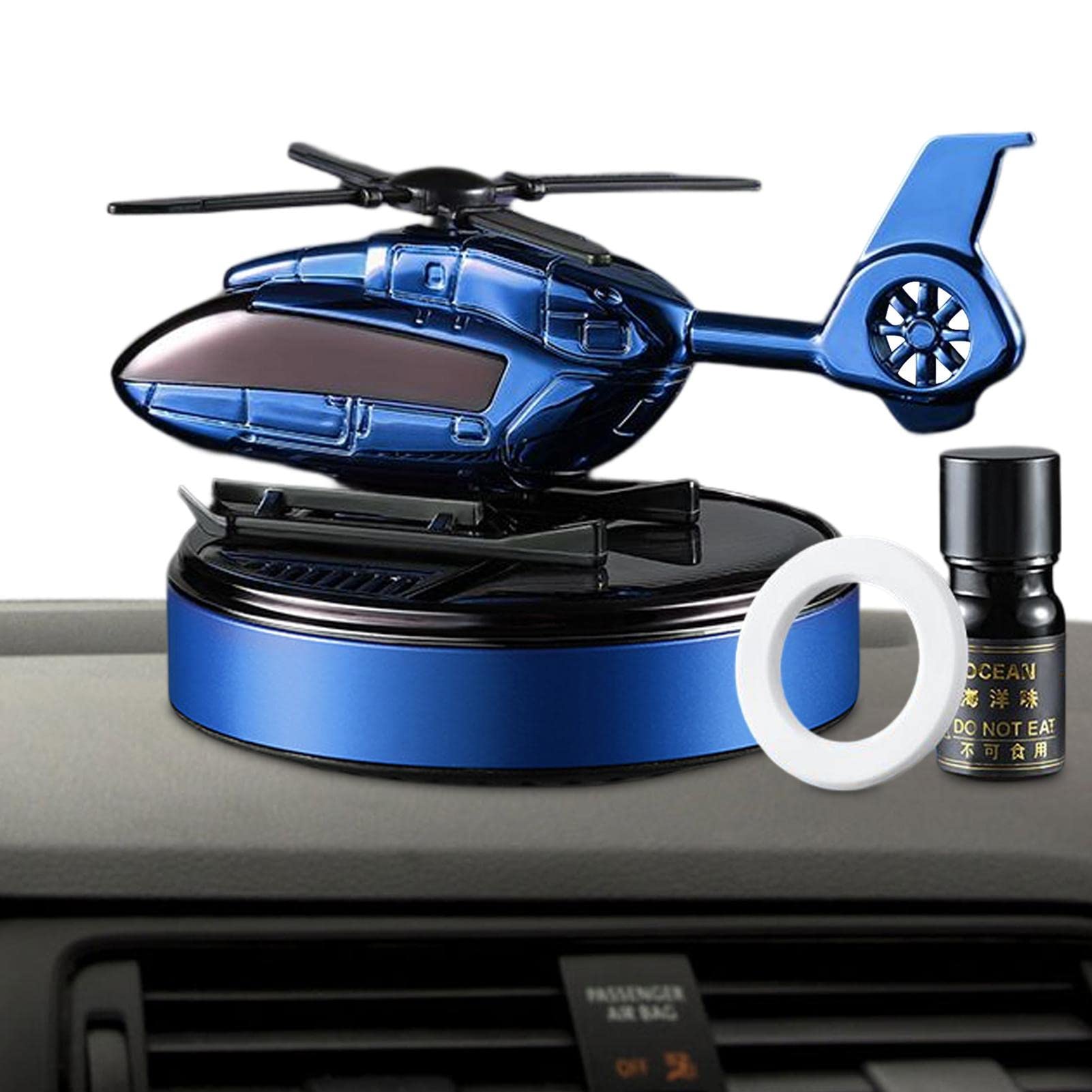 Mumiao Blue Car Air Freshener Solar Energy Rotating Helicopter Aromatherapy Ornament Helicopter Solar Car Air Freshener Solar Powered Helicopter Fragrance Diffuser Helicopter Diffuser For Car And Home