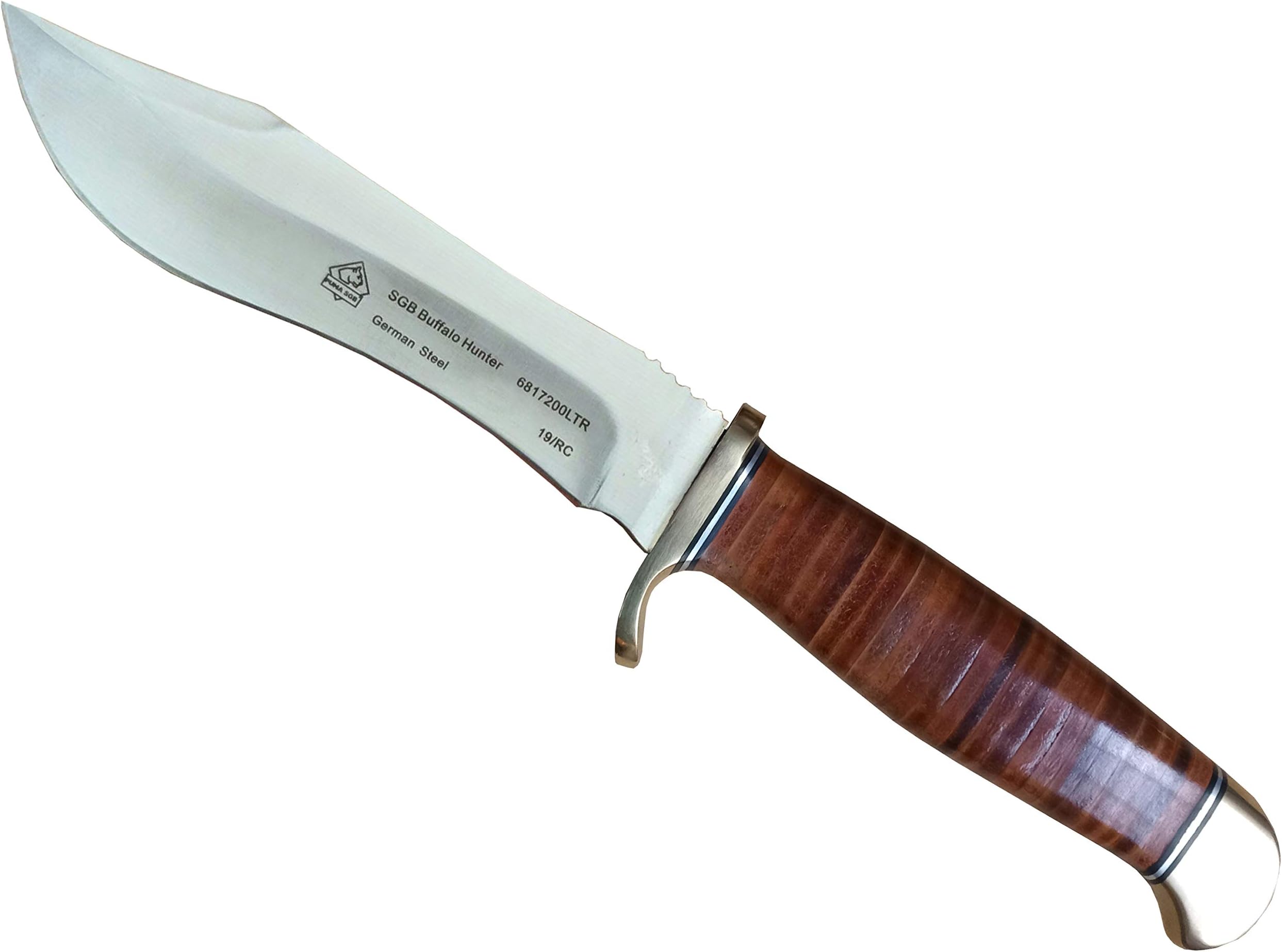 Puma SGB Buffalo Hunter Stacked Leather Hunting Knife with Leather Sheath