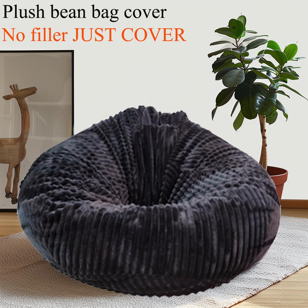 Bestenrose Cover without filler Bean Bag Cover Bean Bags Chair without Filling Stuffed Animal Storage Washable Soft Plush Sofa Cover (Black - Image 4