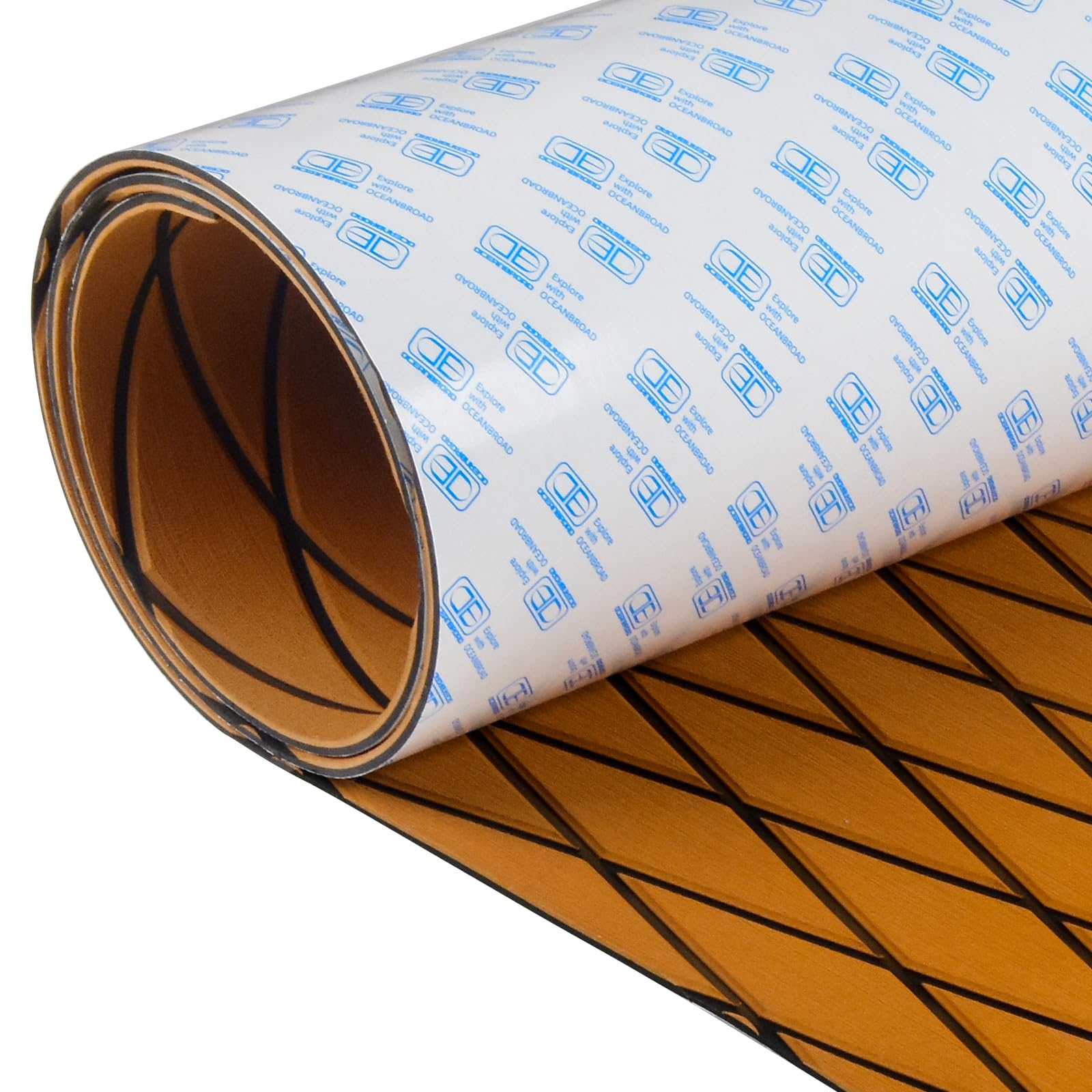 OCEANBROAD Self-Adhesive 96''x25'' Diamond Pattern Boat Flooring EVA Foam Marine Boat Decking Sheet Non-Slip Mat for Jon Motor Boats Yacht Helm Pad RV Floor