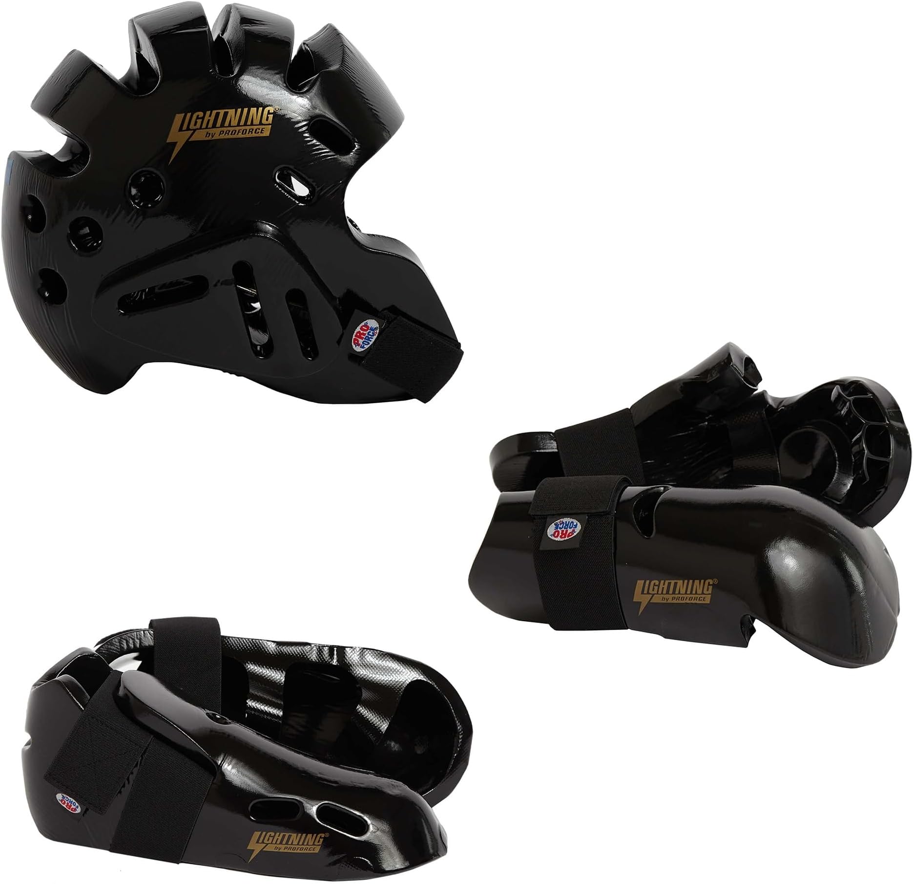 Proforce Lightning Martial Arts Protective Sparring Gear Bundle - Headgear, Gloves, Ultra Kicks