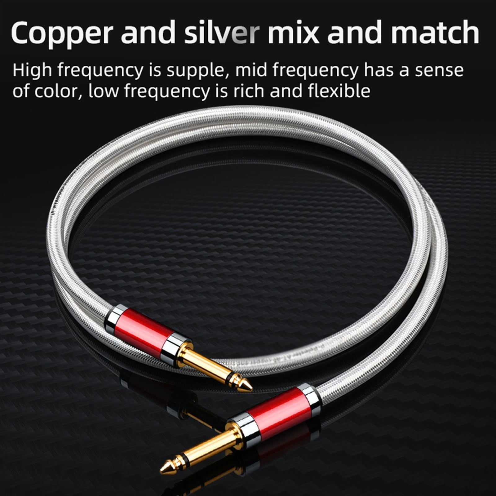 Cavo Audio Professionale per Chitarra Cavo per Chitarra Cavo per Strumenti Cavo Audio TS da 6,35 Mm per Chitarra Elettrica Mandolino Basso (Color : 0.5m)