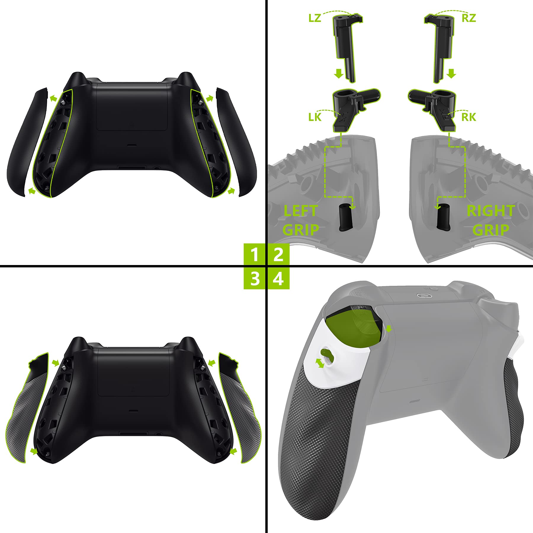 eXtremeRate Flexor Trigger Stop Kit per controller Xbox Series X/S, struttura antiscivolo, impugnatura in gomma e trigger Stopper Grips Kit per Xbox Core Controller Diamond Textured Pink