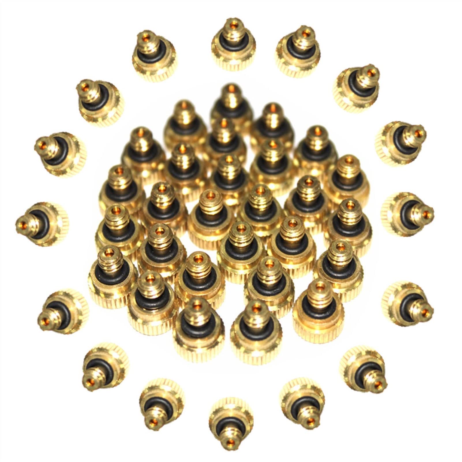 SOHNVWTGD 60PCS Cooling Brass Nozzles MicroMist Nozzle for Garden, Low Pressure Mister Sprinkler with 0.0040.039" Orifice & 10/24 UNC Thread(0.6mm)
