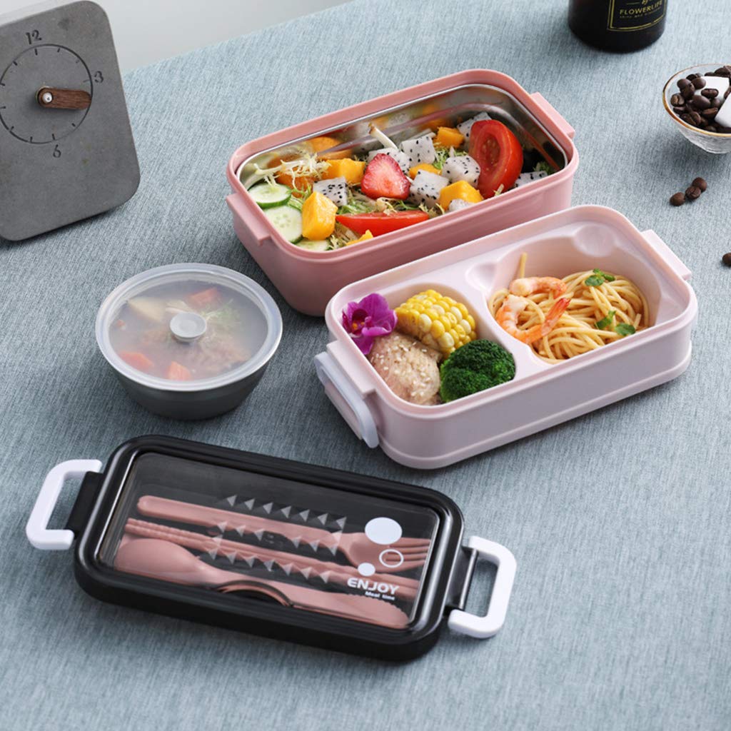 Pudełko na lunch ze stali nierdzewnej dwuwarstwowy termiczny kubek na zupę Bento pudełko izolowane jedzenie