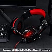 Vista 7 de Audífonos gamer BlueFire para PlayStation 4 PS4, tablets, teléfonos iPhone 66s6 plus5s5c5, conector de 3,5 mm con luz LED de micrófono (color rojo)