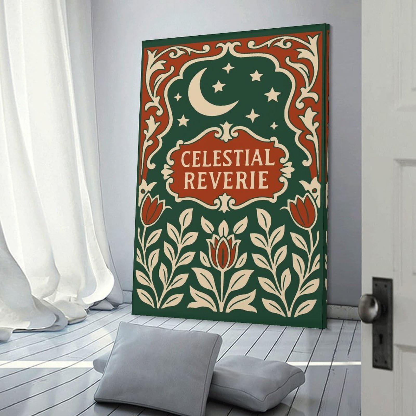 Junmoney Wall Picture Print Celestial Reverie Art Nouveau Illustration, 12x18inch(30x45cm), for Wall Displays, Bedrooms Or Room Updates, Wall Decor Suited to Curated Displays