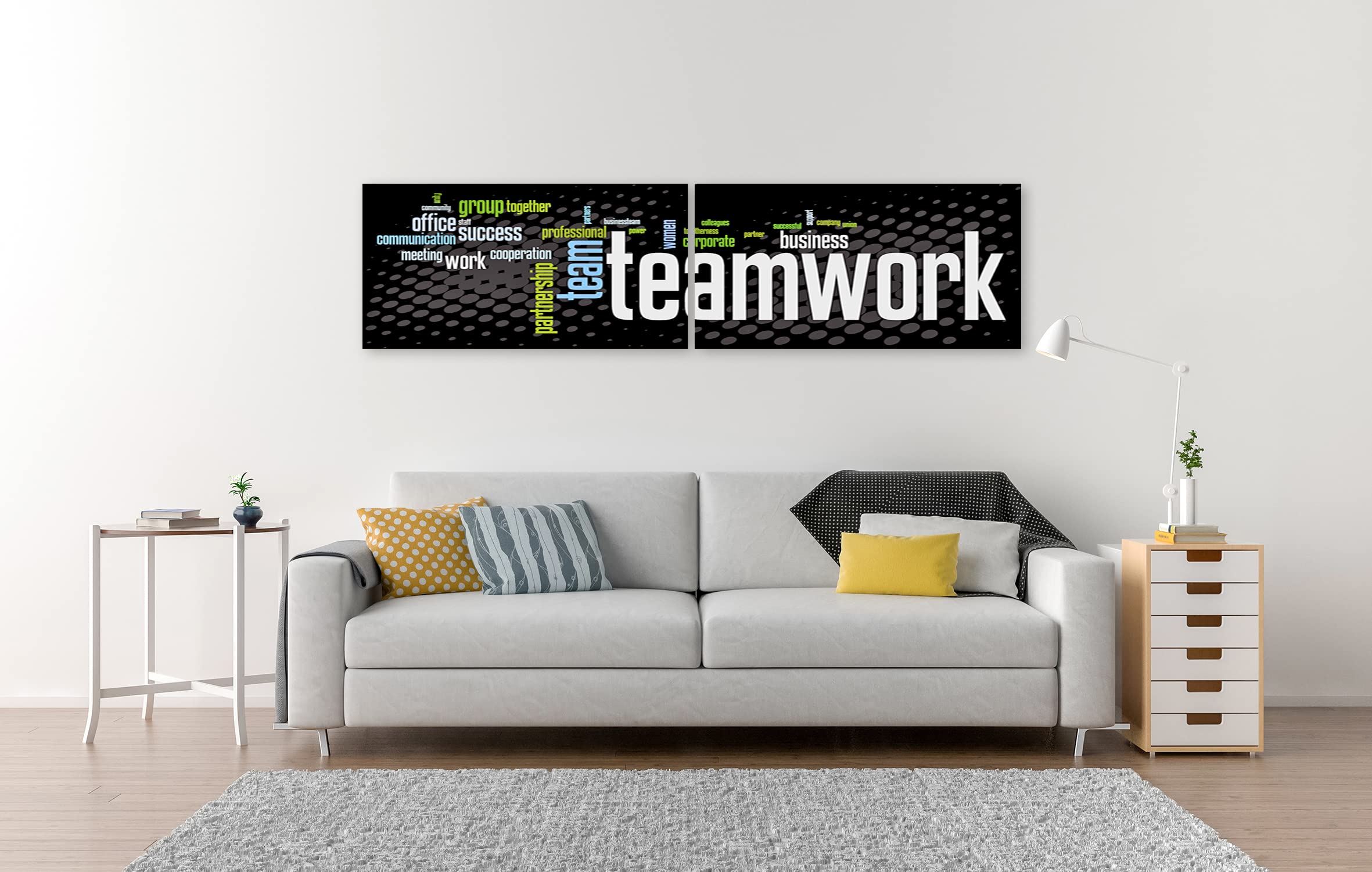islandburner Cuadro en lienzo banner de trabajo en equipo de negocios vector de palabras imágenes murales póster