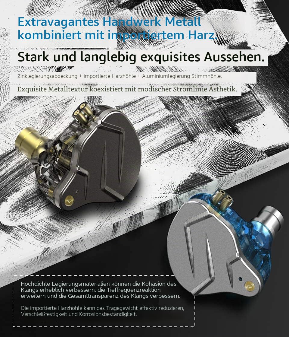 KZ ZSN Pro Dual Drivers 1BA 1DD In-Ear-Kopfhörer HiFi Power Bass Earbuds Kopfhörer Hohe Klarheit Sound Kabelgebundene Kopfhörer mit abnehmbarem Kabel für Audiophile Musiker