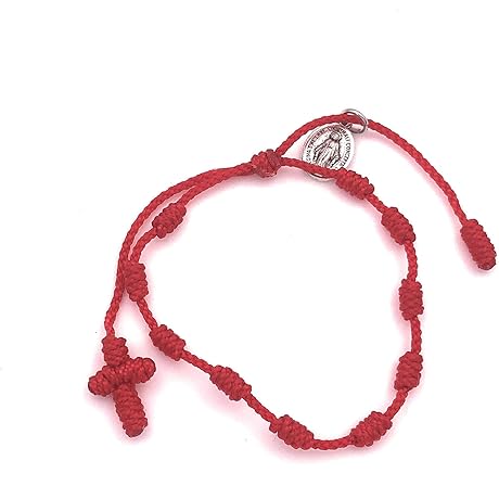 Pray Decade Handmade Mini Rosary Virgin Mary Red String Bracelets