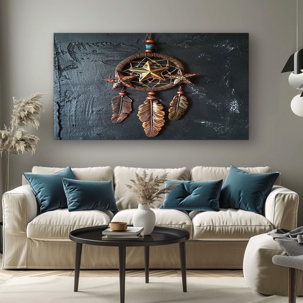 MKBKLI Abstract Canvas Wall Art for Living Room Bohemian Dreamcatcher Paintings for Bedroom, Office, Kitchen - Home Decor Pictures, 80x160cm