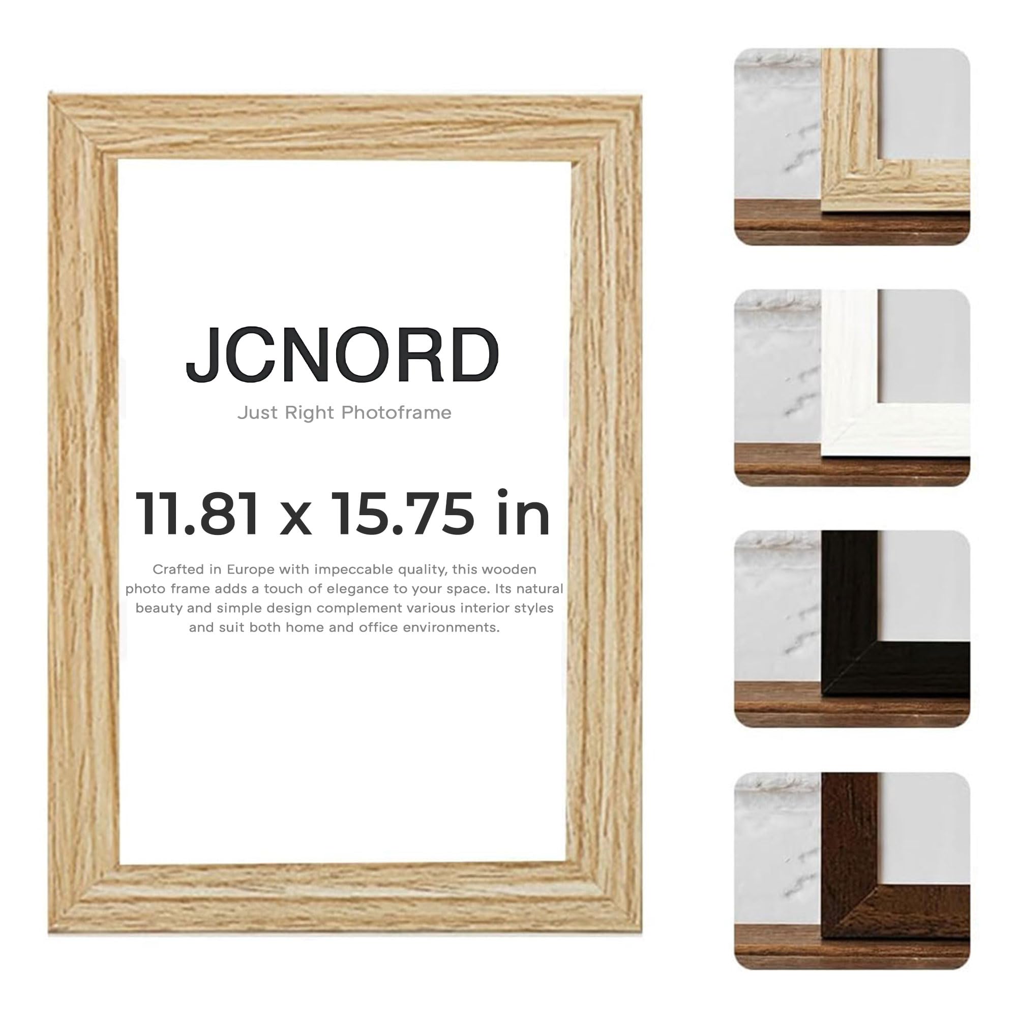 Jcnord Oak Mdf Colored Wooden Picture Frame 12X16 Inches (30X40 Cm) With Shatterproof Acrylic Glass | Modern Photo Frame For Walls And Tables