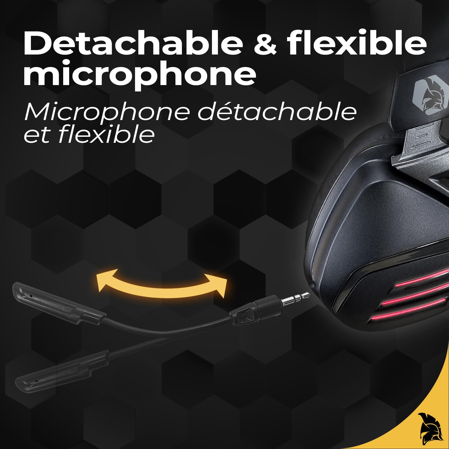 EMPIRE GAMING - Nowy 2025 - EH20 Przewodowy bezprzewodowy zestaw słuchawkowy WiFi 2.4 GHz z odłączanym mikrofonem - PC / PS5 / PS4 / Mac/Switch - dźwięk stereo przestrzenny 7.1