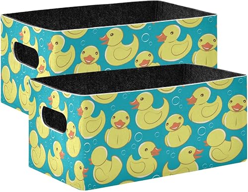 Miniatura 1 de Juego de 2 cestas de almacenamiento de burbujas de goma amarillas (2 unidades), canastas de almacenamiento plegables de fieltro con tela rectangular