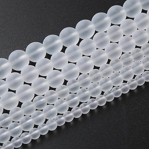 Miniatura 2 de 90 cuentas de cristal blanco escarcha de 0.157 pulgadas para hacer joyas, cuentas redondas sueltas para bricolaje, pulseras y collares, cuentas de