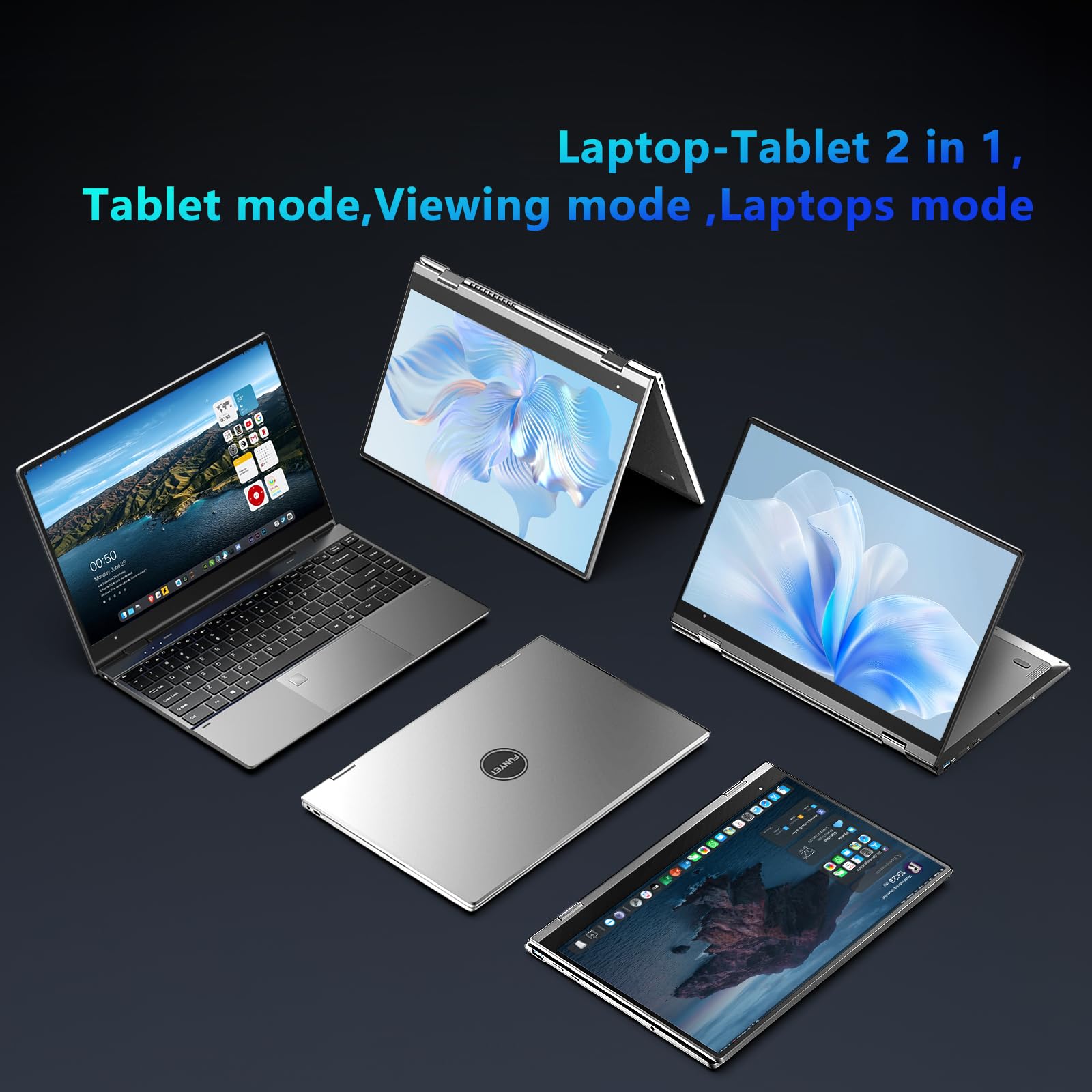 FUNYET PC Portatile 14 Pollici, Win 11 Pro laptop PC, N100 CPU 1920 × 1200P IPS schermo Portatile FHD 16GB 512GB SSD USB Bluetooth mini HDMI WiFi Tastiera Retroilluminata