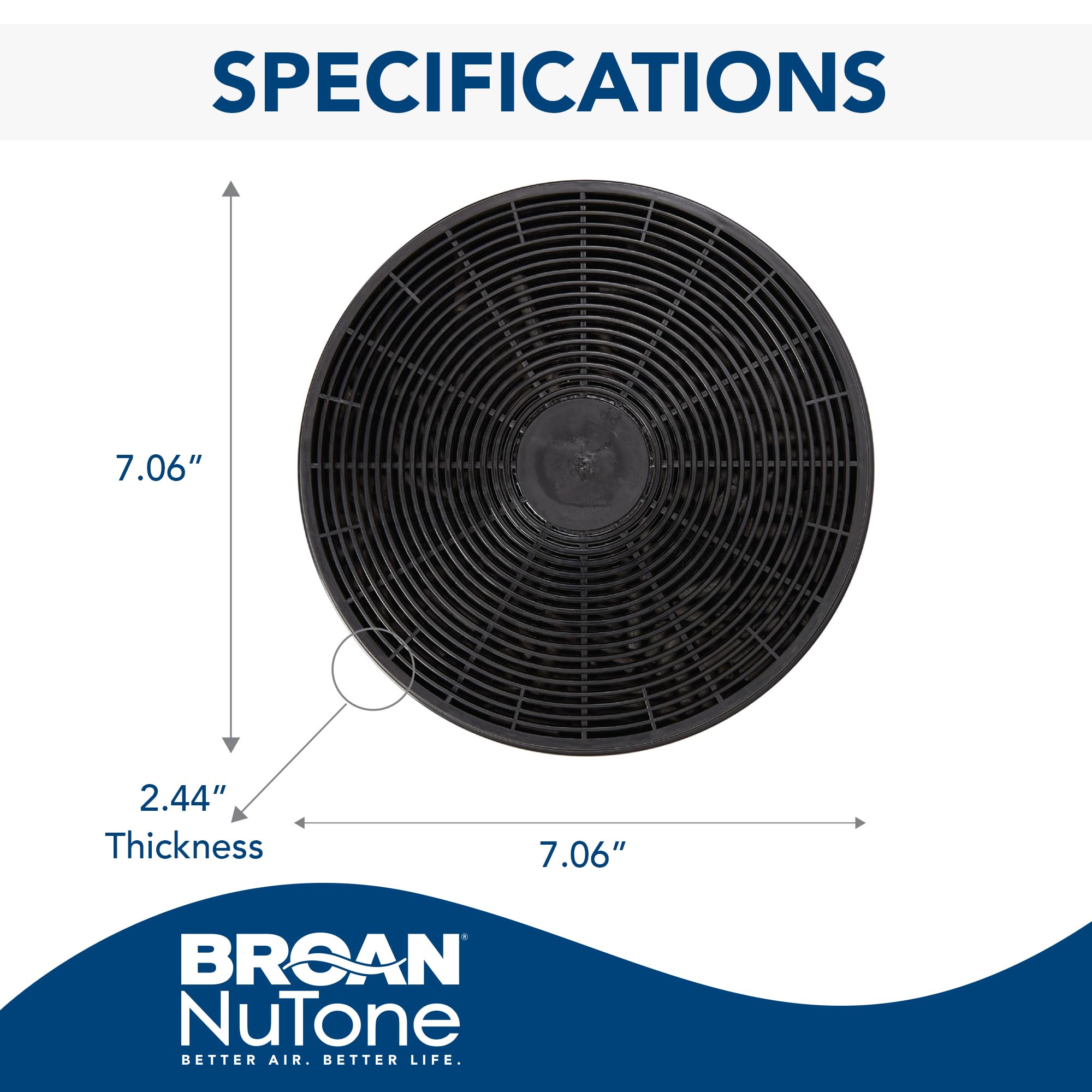 Broan-NuTone FILTERBWPTS - Filtro de carbón para campanas extractoras de la serie BWP, BWS y BWT, filtro de aire de carbono, filtro de aire de carbón para cocina, juego de 2