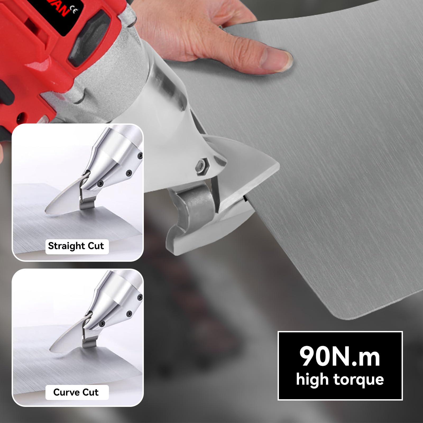 ONEVAN Tijeras Eléctricas de Chapa Metal Motor Sin Escobillas Tijeras de Metal Cabezal de Corte Giratorio Tijeras Eléctricas Tijeras de Metal con Batería 2x2.0Ah Tijeras de Metal Inalámbricas
