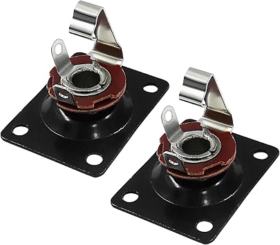 2Pcs Metal Output Jack 1/4 Inch Bass Jack Plate, Black Input Jack Plate Guitar Jack Socket Electric Guitar Replacement Parts