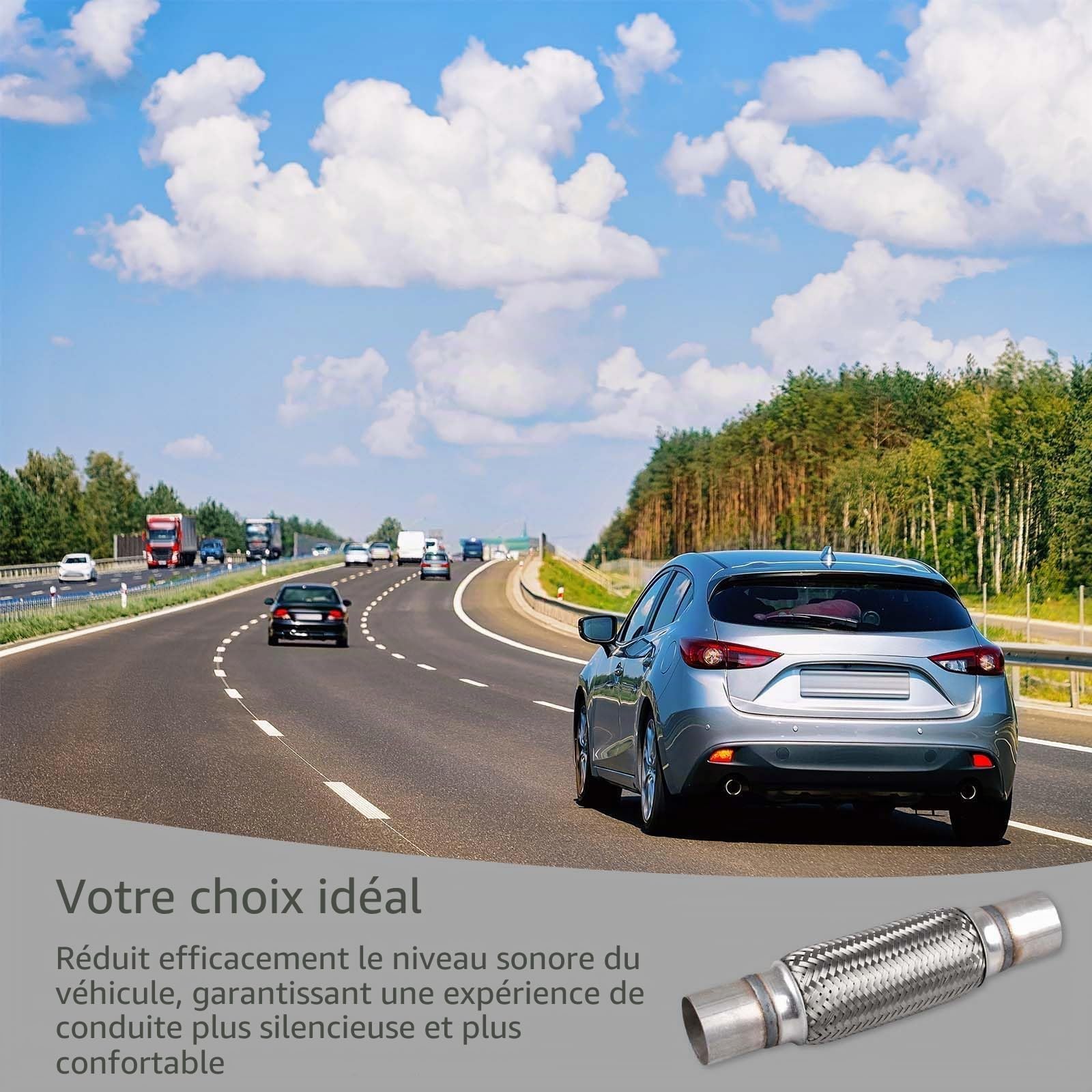 Diamètre intérieur 45*250mm,avec tube soudé,Tuyau flexible tressé,Tuyau d'échappement pour voiture,Soufflet d'échappement,Tuyau d'échappement flexible en acier inoxydable,Tuyau d'échappement flexible