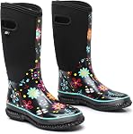 Women's Mid-Calf Waterproof Neoprene Rain Boots - Insulated Rubber Winter Boots for Ladies, Perfect for Rain Snow Mud Comfortable Garden Outdoor Boots (Multi)
