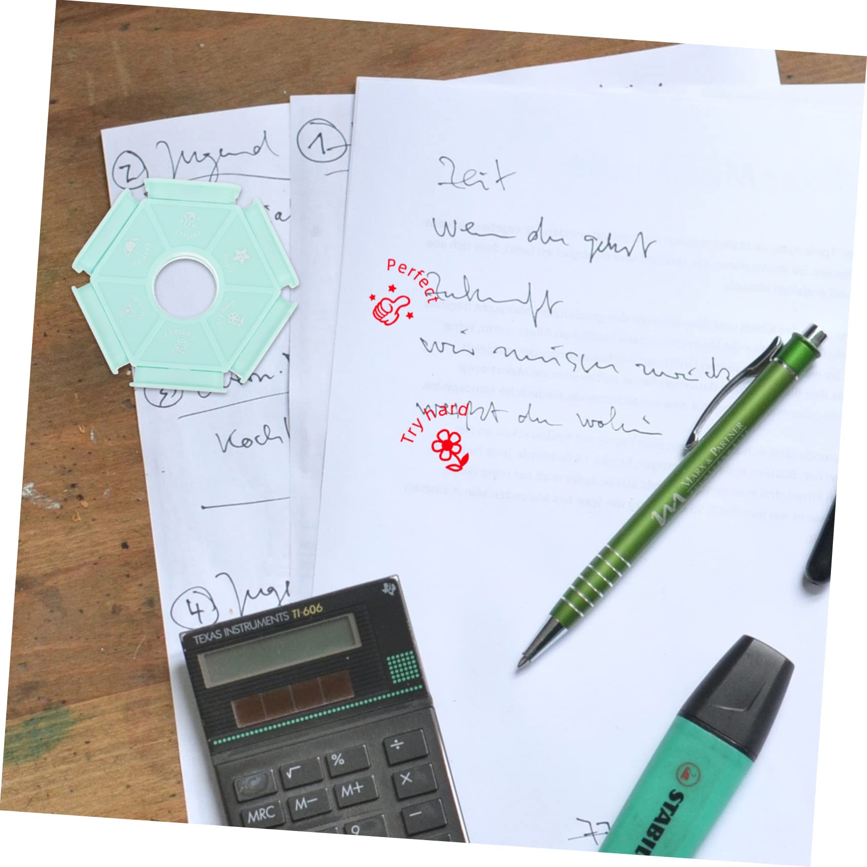 SHINEOFI 5pezzi Teacher Stamper Multisided Timbri Per Commenti e Valutazioni Scolastiche Materiale Sicuro e Riutilizzabile Per Insegnanti e Forniture Scolastiche