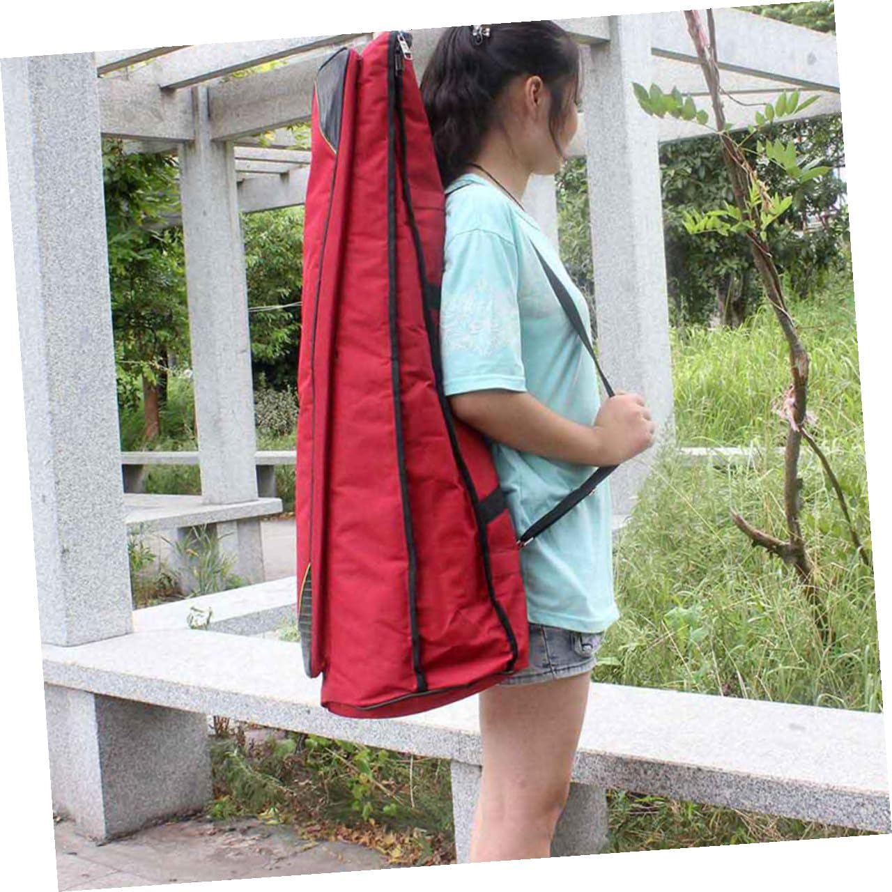 Vaguelly Waterproof Thickened Oxford Cloth Trombone Carrying Case Bag for Tenor Trombone with Portable Storage and Red Color Suitable for Travel and Instrument Protection
