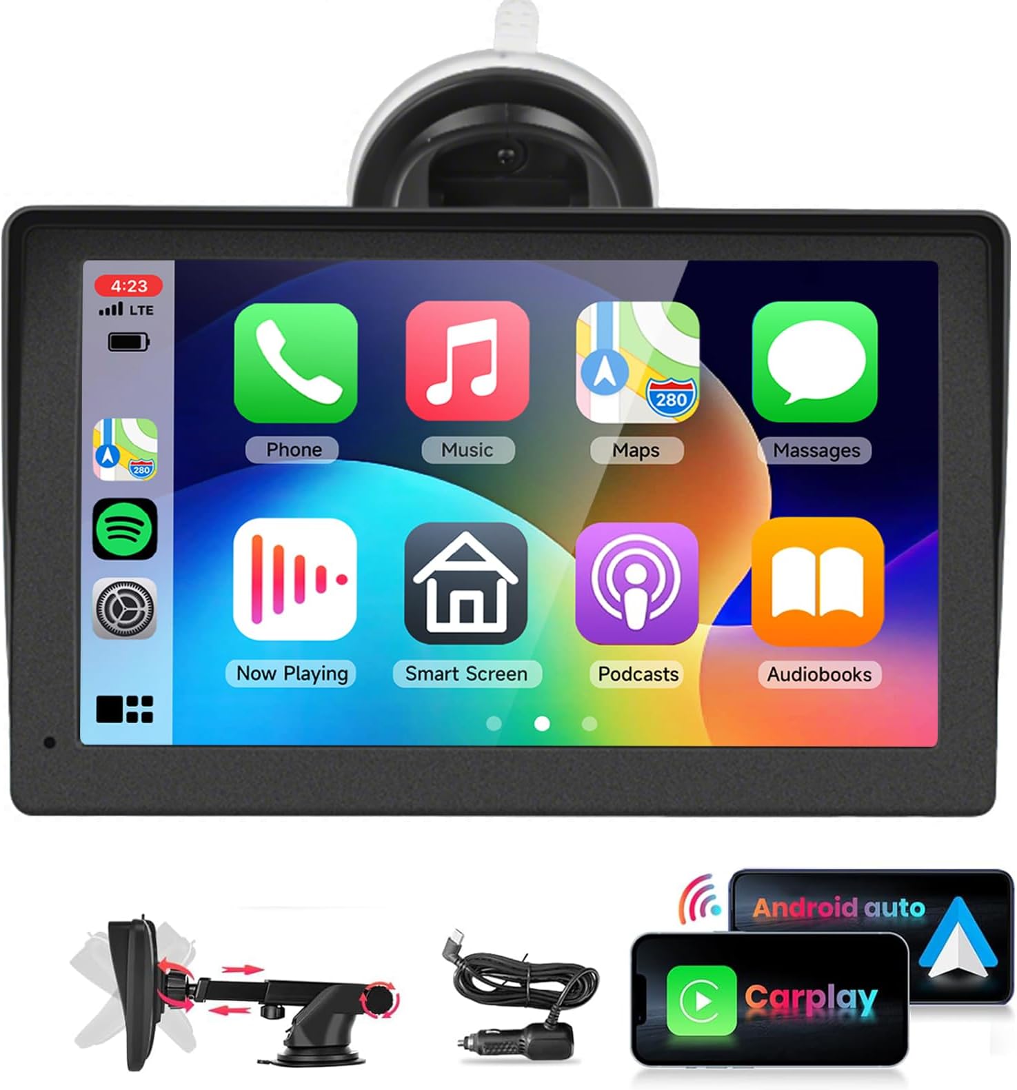Touchscreen Android Car Airplay Bluetooth AUX FM Transmitter Portable Radio