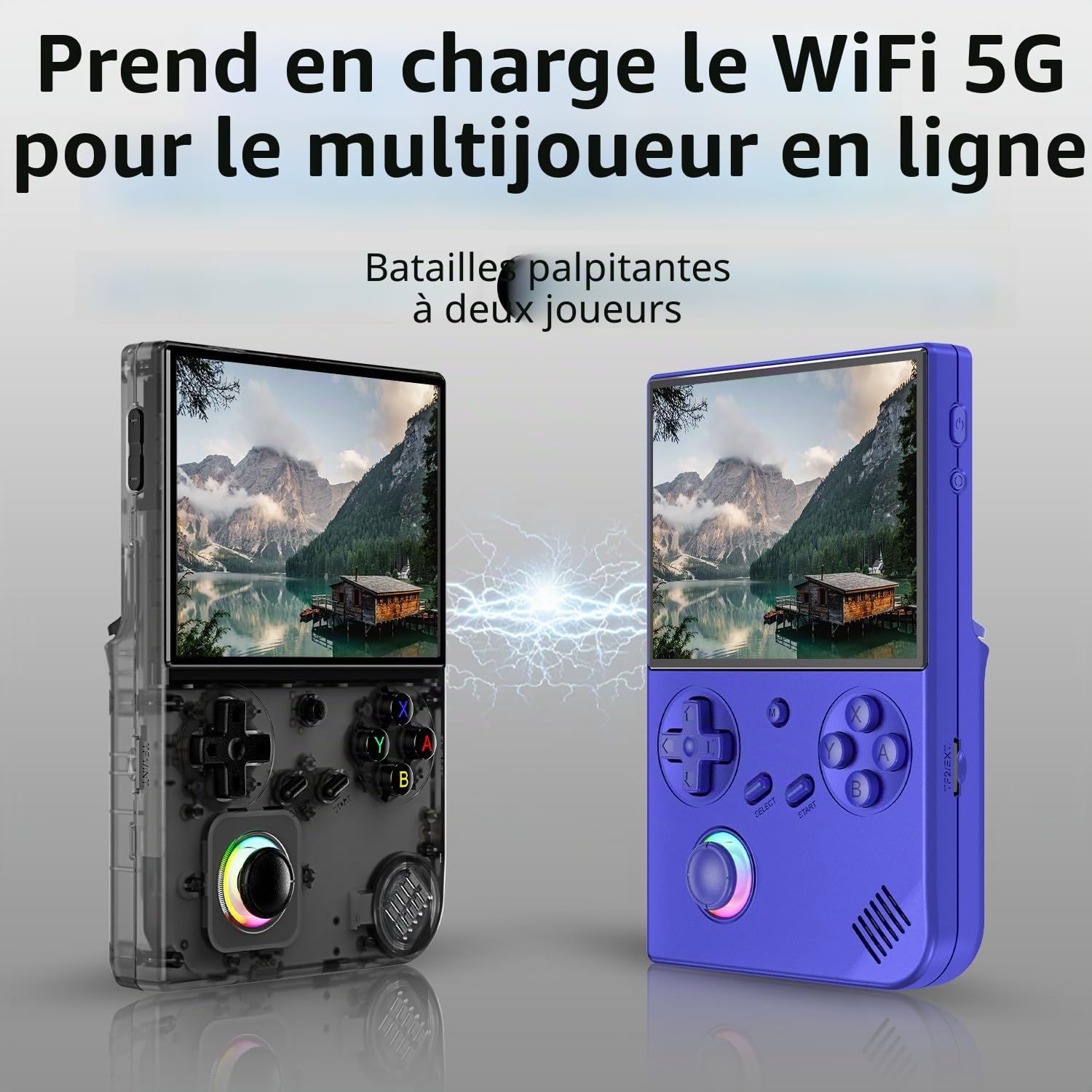 RG40XX V Console de jeu rétro, portable, avec mémoire de 64 Go, écran IPS 4,0" et système de jeu rétro Linux OS avec batterie de 3200 mAh, noire