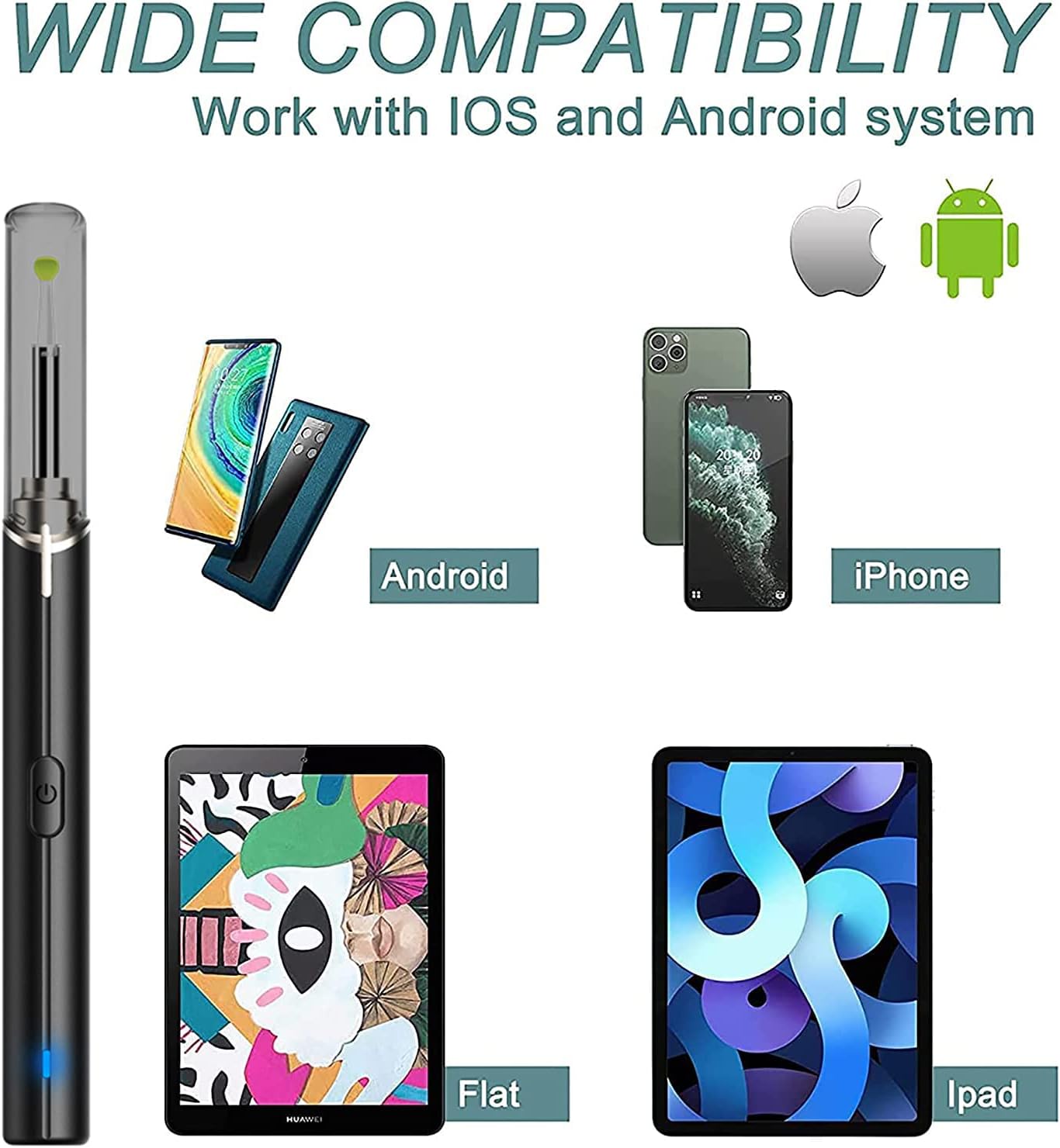 Otoscope Ear Camera, Earwax Removal Kit Camera, 1920P FHD Wireless Smart Visual Ear Cleaner, 3.9mm Ear Endoscope Camera for iPhone, Ipad, Android Smart Phones (Black) : Health & Household