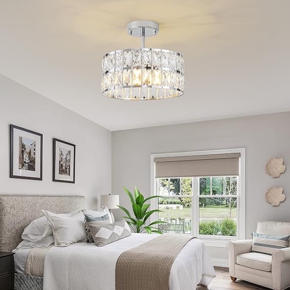 Silver Ceiling Lights - Crystal Chandeliers Ceiling Light, D30cm [Energy Class G]
