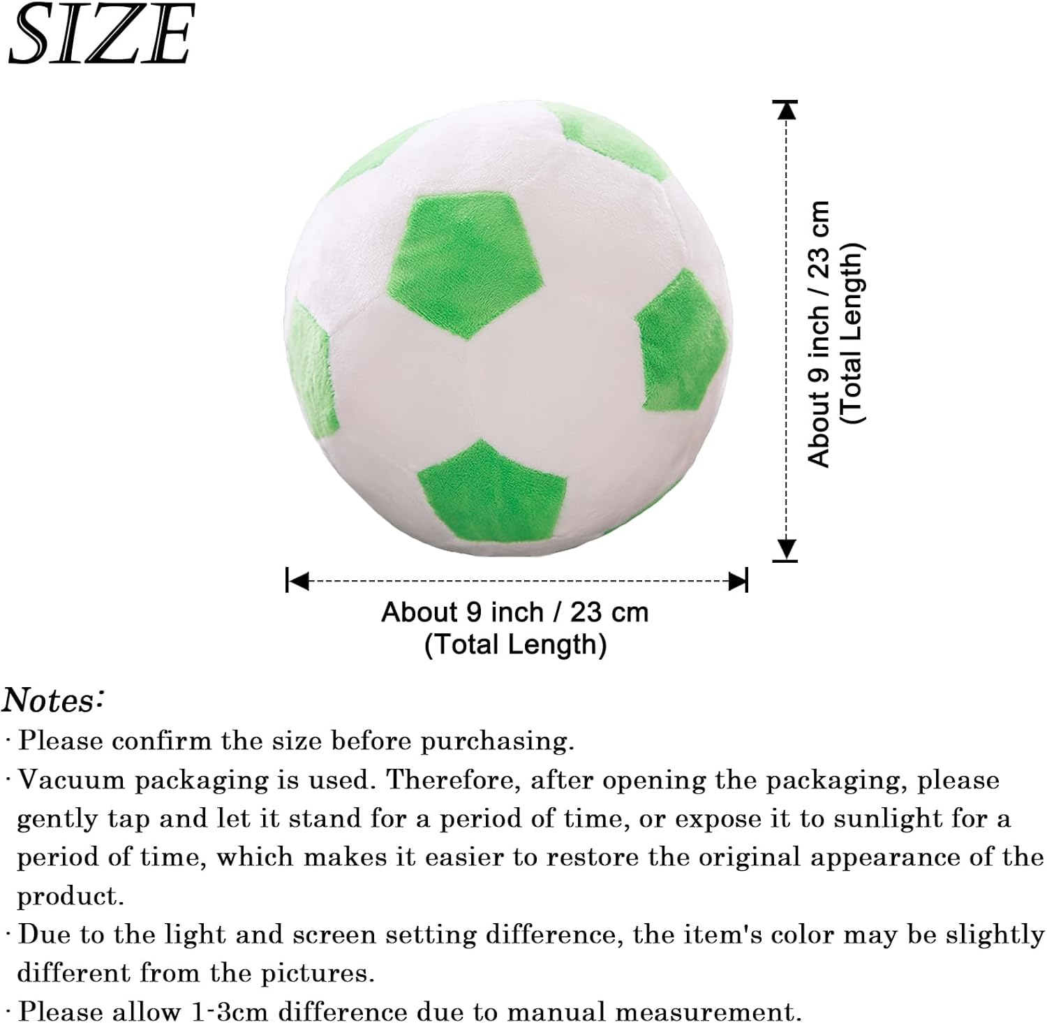 zhidiloveyou 9" Plush Soccer Ball Stuffed Toy, Plush Football Pillow Soccer Gift for Kids, White-Green - Image 5