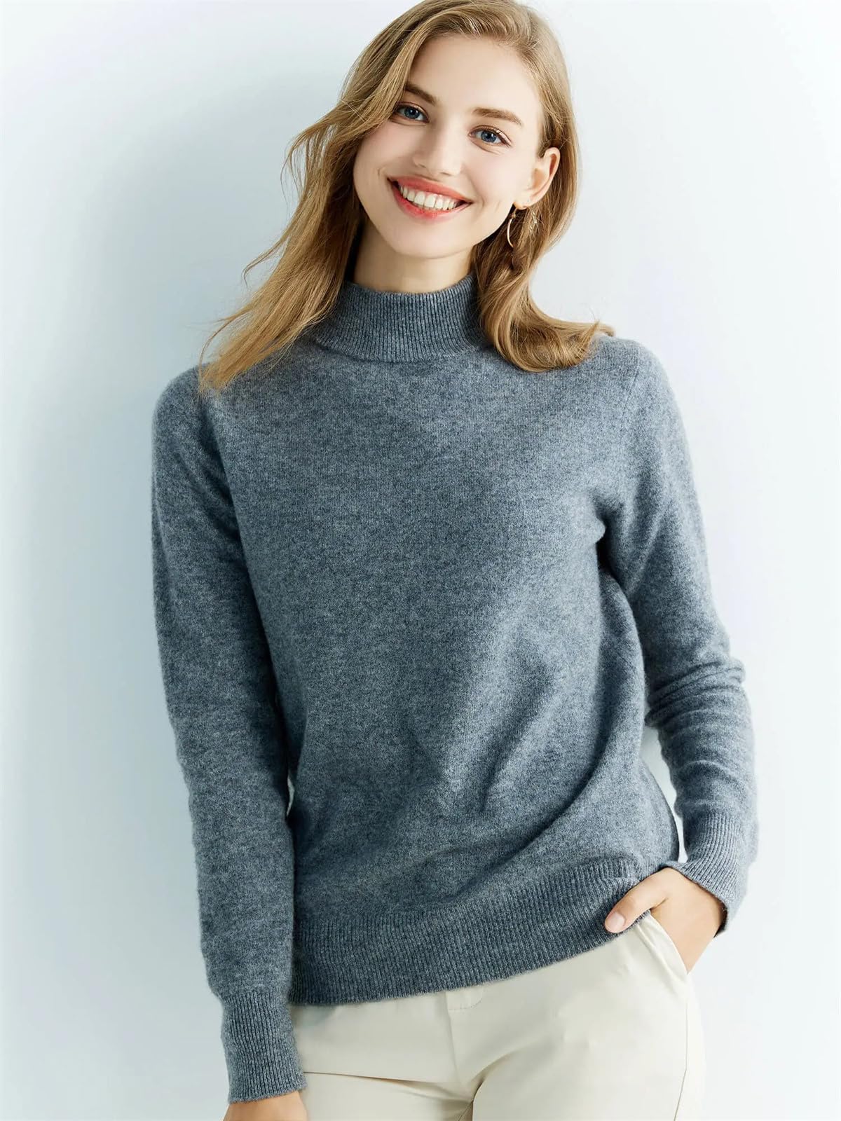 Maglione da Donna in Cashmere Lavorato A Maglia 100% Lana Merino O-Collo Pullover Vintage Autunno Inverno Caldo