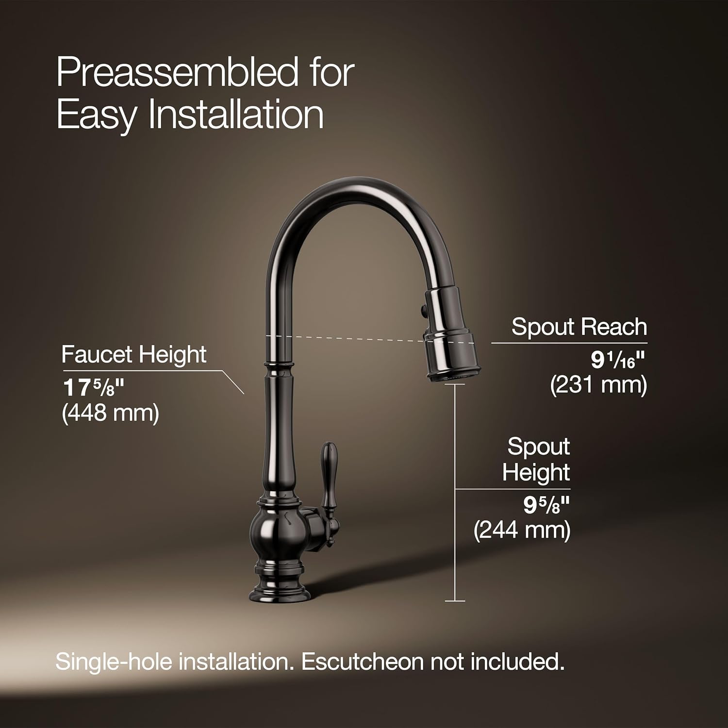 Artifacts Pull-Down Kitchen Sink Faucet With Three-Function Sprayhead