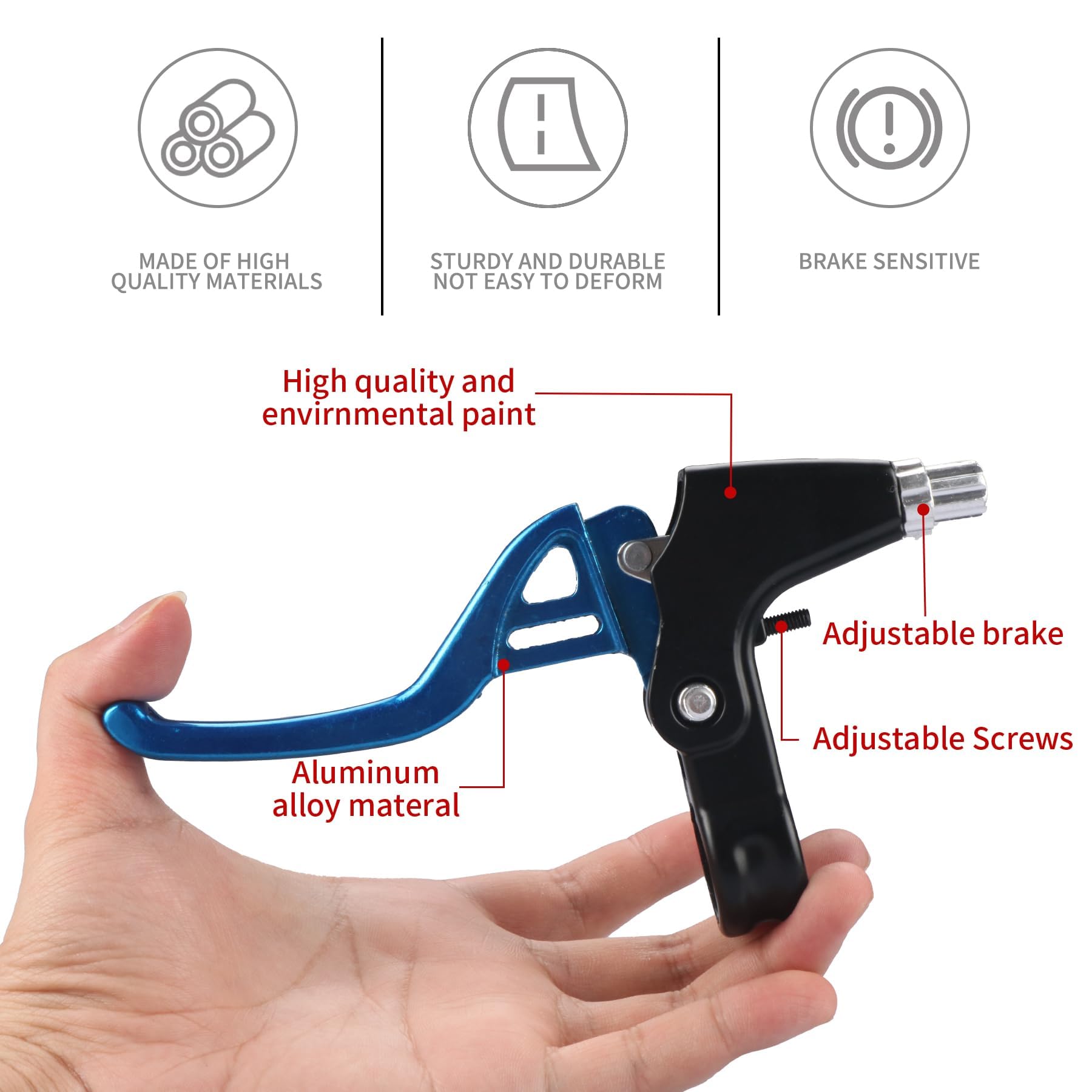 Leve freno universali da 2,2 cm, in lega di alluminio, per manubrio della bicicletta, per la maggior parte delle biciclette, mountain bike, 1 paio (blu)