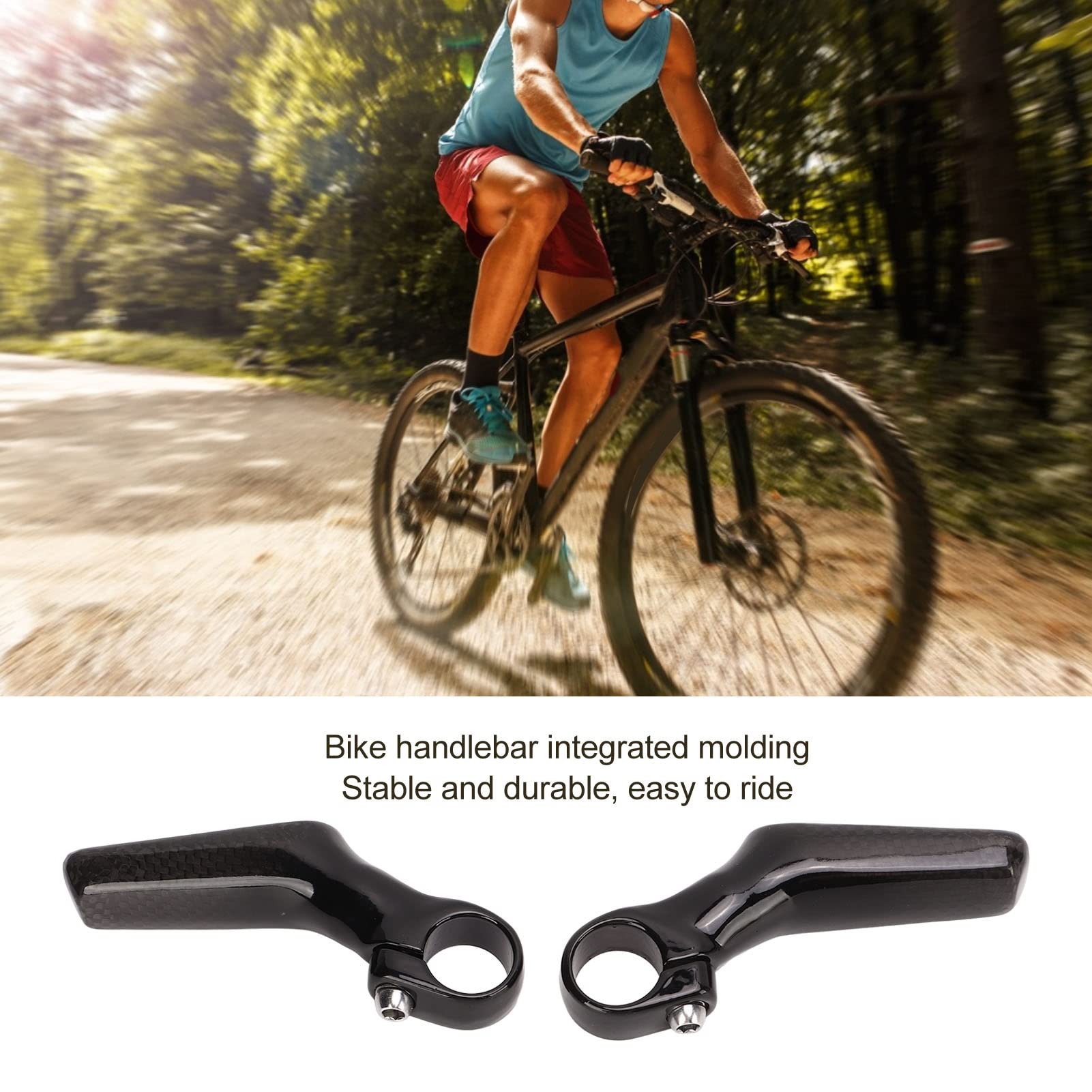 Końcówki kierownicy roweru górskiego Włókno węglowe 3K Kształt L Ergonomiczne końcówki kierownicy roweru szosowego do kierownicy roweru 22,2 mm Trwały, lekki, antypoślizgowy, (Lśniący)