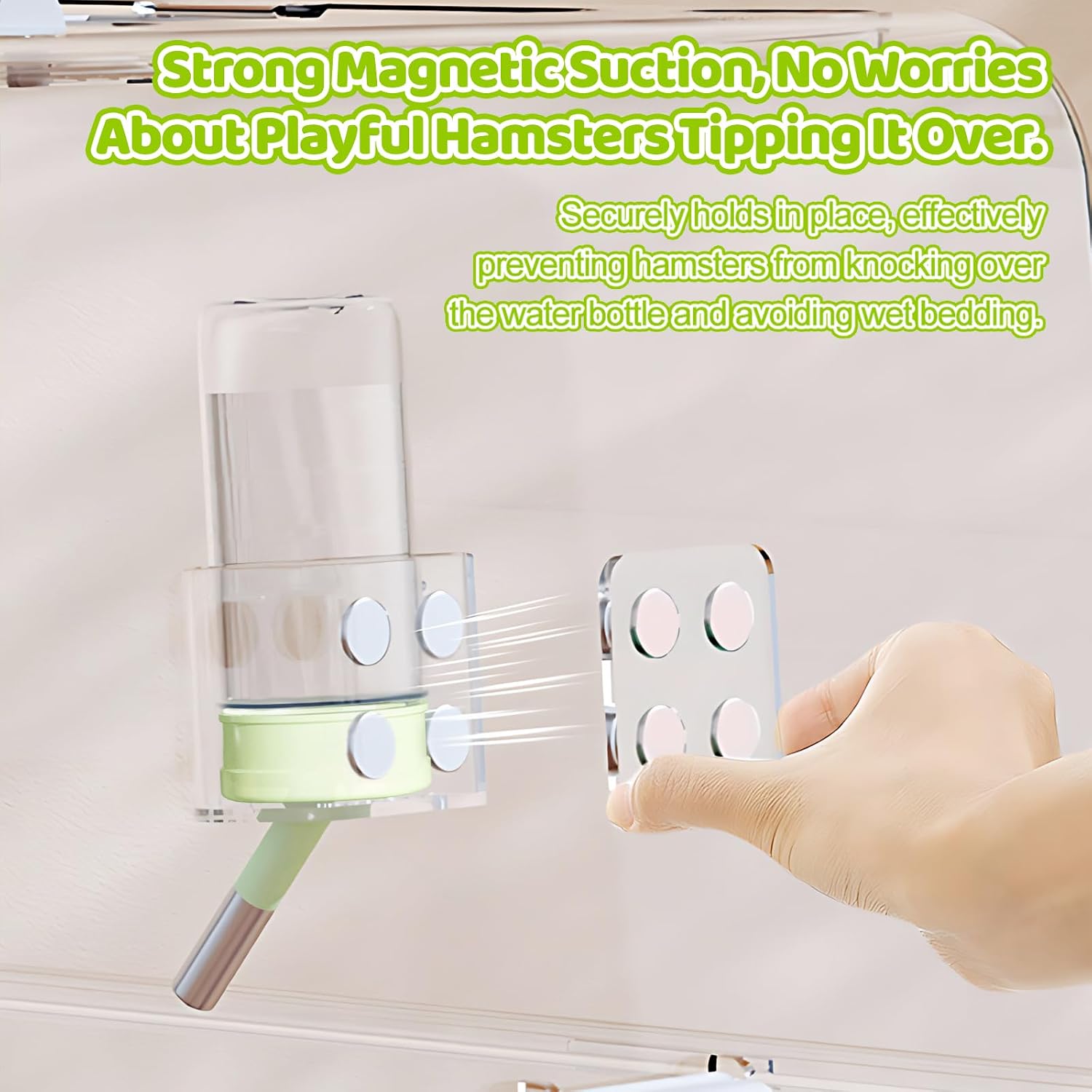Hamster Water Bottle with Magnetic Stents,Guinea Pig Water Bottle No Drip,Small Animals Water Bottle Dispenser for Glass Tank,for Hamster Guinea Pig Bunnies Ferrets Hedgehog Other Small Pets,4oz
