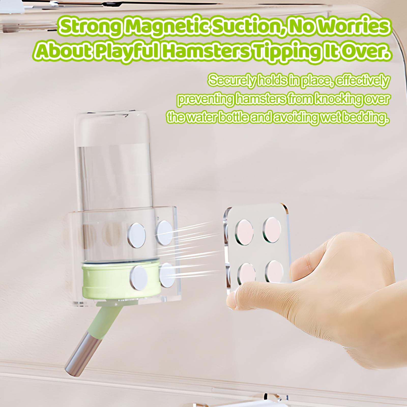 Hamster-Wasserflasche mit magnetischen Stents, Meerschweinchen-Wasserflasche, kein Tropfen, für kleine Tiere, Wasserflaschenspender für Glasbehälter, für Hamster, Meerschweinchen, Hasen, Frettchen