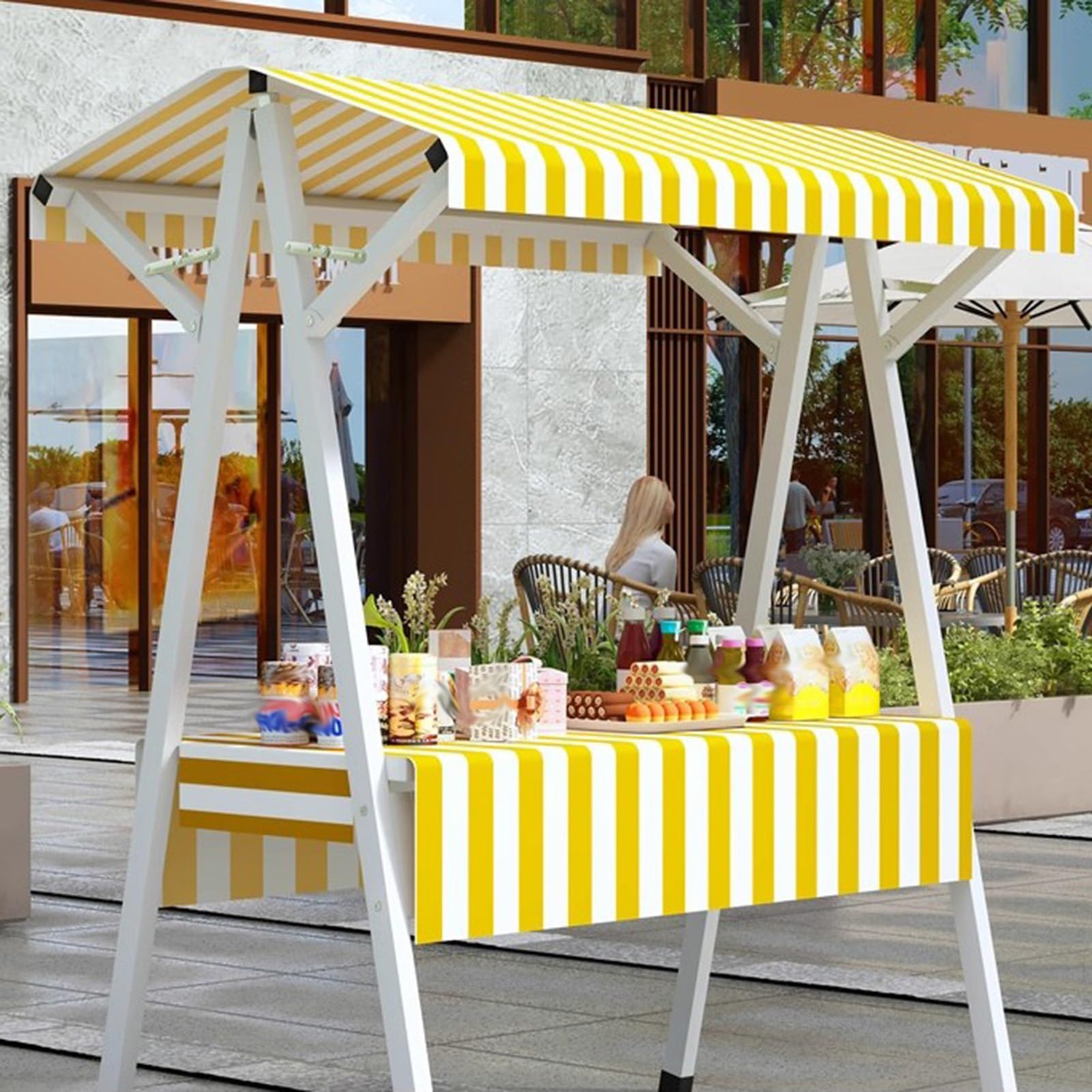 Chariot alimentaire pliable intérieur extérieur avec table portable