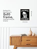 Vista 2 de Arte de pared "La vida es mejor con música" – Cartel de perro de dibujos animados sin marco de 8x10 – Arte divertido e inspirador para dormitorio
