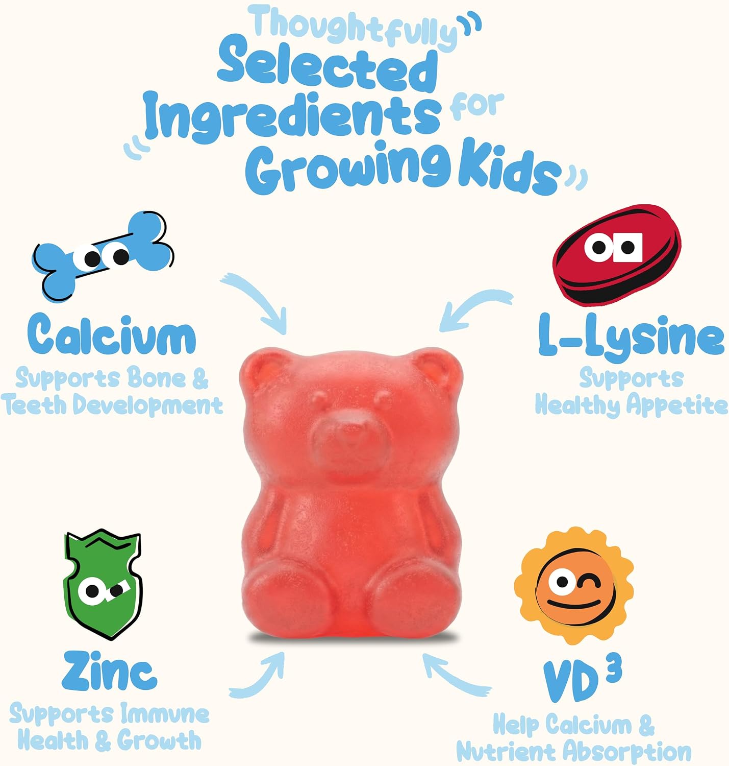 AmpUp Sugar Free Growth Supplement for Kids & Teens - Vitamin D, Calcium, L-lysine & Zinc, Bone Strength,Healthy Growth, Tall Nutrition, Picky Eater, Taller, Natural Strawberry Flavor, 70 Count