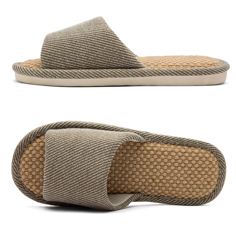 Linen Fabric Slippers Indoor House Slippers, All-Season Comfortable Breathable Non-Slip Silent Home Slippers
